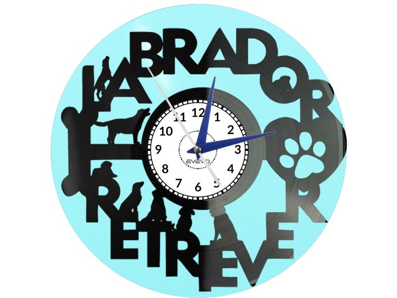 ZEGAR ŚCIENNY LABRADOR RETRIEVER MYŚLIWSKI PIES Z PŁYTY WINYLOWEJ KOLOROWE TŁO DLA NIEGO DLA NIEJ PREZENT UPOMINEK C0041