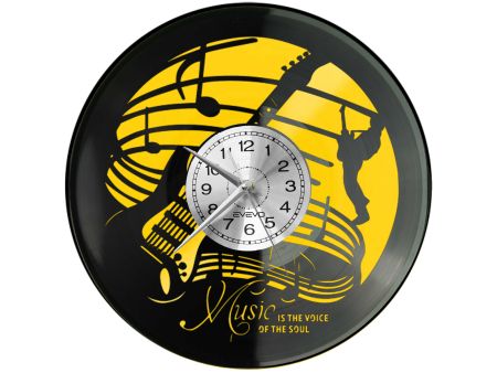 ZEGAR DLA MELOMANA JAZZ MUZYKA GITARA Z PŁYTY WINYLOWEJ KOLOROWE TŁO DLA NIEGO DLA NIEJ PREZENT UPOMINEK PODARUNEK C0047