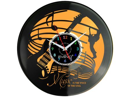 ZEGAR DLA MELOMANA JAZZ MUZYKA GITARA Z PŁYTY WINYLOWEJ KOLOROWE TŁO DLA NIEGO DLA NIEJ PREZENT UPOMINEK PODARUNEK C0047