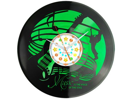 ZEGAR DLA MELOMANA JAZZ MUZYKA GITARA Z PŁYTY WINYLOWEJ KOLOROWE TŁO DLA NIEGO DLA NIEJ PREZENT UPOMINEK PODARUNEK C0047