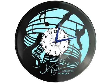 🎶 ZEGAR DLA MELOMANA JAZZ MUZYKA GITARA Z PŁYTY WINYLOWEJ KOLOROWE TŁO 🎁 DLA NIEGO DLA NIEJ