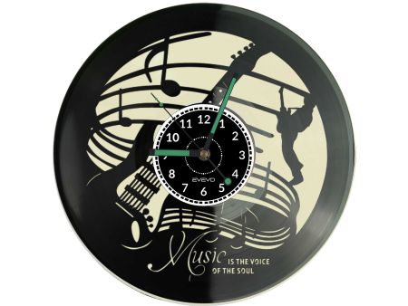 🎶 ZEGAR DLA MELOMANA JAZZ MUZYKA GITARA Z PŁYTY WINYLOWEJ KOLOROWE TŁO 🎁 DLA NIEGO DLA NIEJ