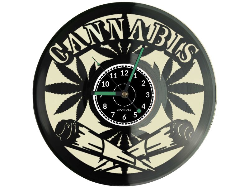 🌿 ZEGAR PASJONATA CANNABIS Z PŁYTY WINYLOWEJ KOLOROWE TŁO 🌈 Idealny prezent i dekoracja dla miłośników konopi i chilloutu ✨