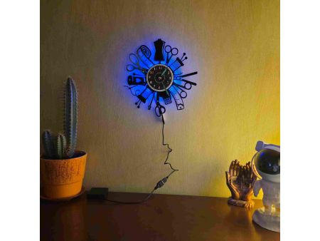 Szycie Maszyna do Szycia Zegar Ścienny Podświetlany LED RGB Na Pilota Płyta Winylowa Nowoczesny Dekoracyjny Na Prezent Urodziny