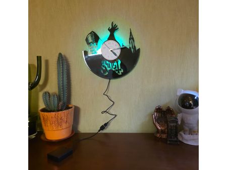 Ghost of Yotei Zegar Ścienny Podświetlenie LED Pilot RGB Winyl Płyta Winylowa Prezent Urodziny Upominek EVEVO evevo.pl V0006LED