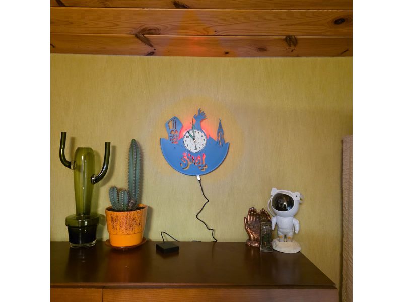 Ghost of Yotei  Zegar Ścienny z Używanej Płyty Winylowej Kolor LED Prezent Upominek Dla Fana evevo.pl V0006KLED