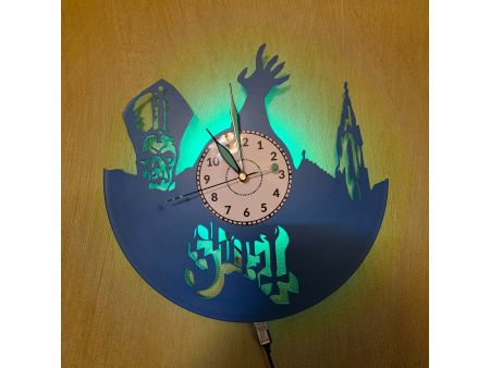Ghost of Yotei  Zegar Ścienny z Używanej Płyty Winylowej Kolor LED Prezent Upominek Dla Fana evevo.pl V0006KLED