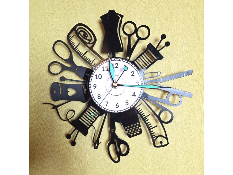 KRAWIECTWO SZYCIE MASZYNA DO SZYCIA ZEGAR ŚCIENNY PŁYTA WINYLOWA PREZENT UPOMINEK URODZINY DLA NIEJ DLA NIEGO EVEVO.PL W0049