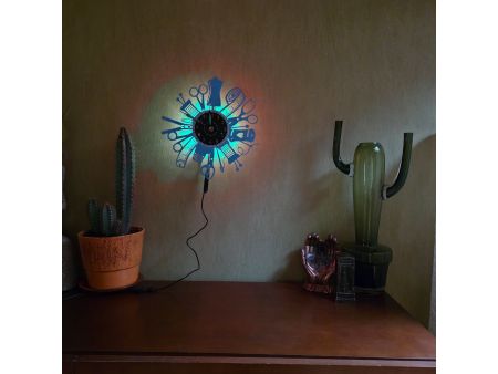 Zegar Krawcowej Ścienny Kolor LED RGB Pilot Winyl Płyta Winylowa Prezent Urodziny Upominek EVEVO evevo.pl W0049KLED