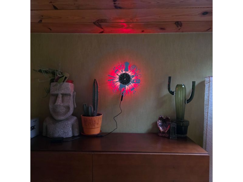 Zegar Krawcowej Ścienny Kolor LED RGB Pilot Winyl Płyta Winylowa Prezent Urodziny Upominek EVEVO evevo.pl W0049KLED