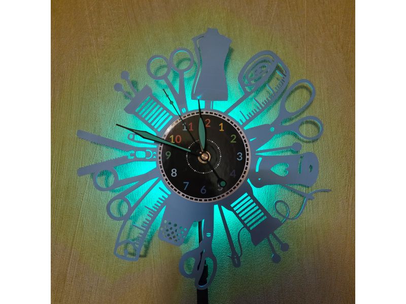 Zegar Krawcowej Ścienny Kolor LED RGB Pilot Winyl Płyta Winylowa Prezent Urodziny Upominek EVEVO evevo.pl W0049KLED