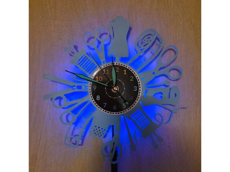 Zegar Krawcowej Ścienny Kolor LED RGB Pilot Winyl Płyta Winylowa Prezent Urodziny Upominek EVEVO evevo.pl W0049KLED