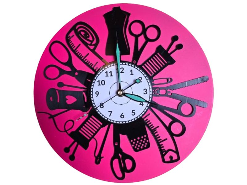 Zegar Krawcowej Ścienny Kolorowe Tło Winyl Płyta Winylowa Prezent Urodziny Upominek EVEVO evevo.pl W0049T