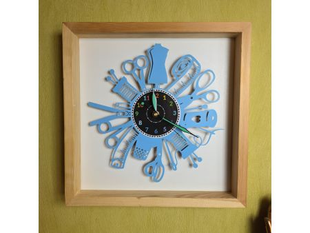 Zegar Krawcowej Ścienny Ramka 35x35cm i Kolorowa Płyta Winylowa Prezent Upominek Podarunek Gift EVEVO W0049KR