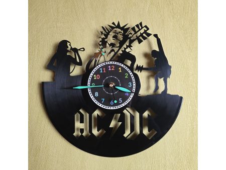 AC-DC ACDC AC/DC Zegar Ścienny Z Płyty Winylowej Zegar Winylowy Rockowy Prezent Dla Niej I Dla Niego evevo.pl V0008