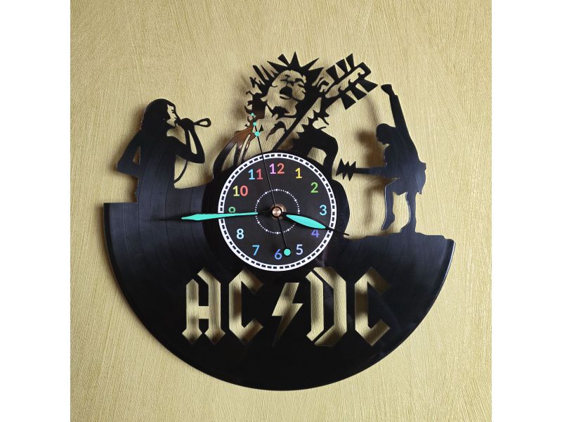 AC-DC ACDC AC/DC Zegar Ścienny Z Płyty Winylowej Zegar Winylowy Rockowy Prezent Dla Niej I Dla Niego evevo.pl V0008