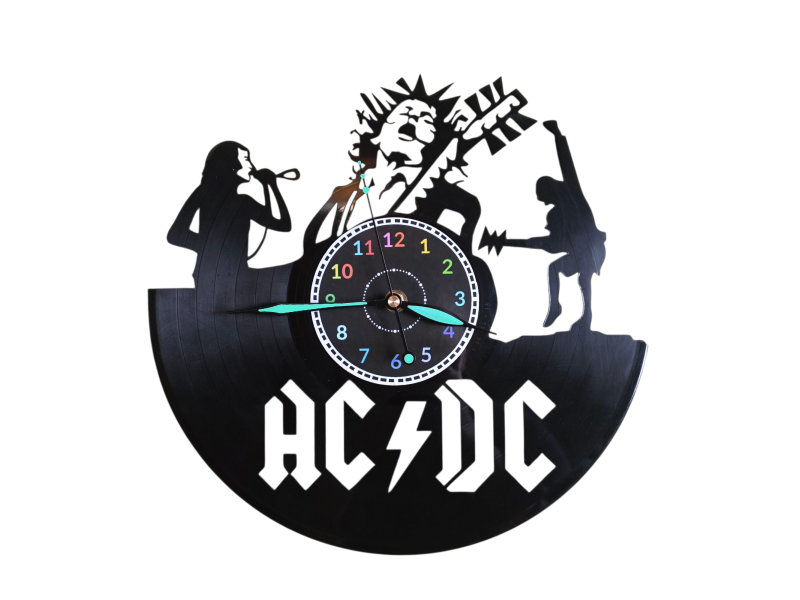 AC-DC ACDC AC/DC Zegar Ścienny Z Płyty Winylowej Zegar Winylowy Rockowy Prezent Dla Niej I Dla Niego evevo.pl V0008