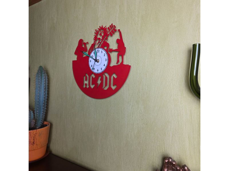 AC DC Zegar Ścienny z Płyty Winylowej Kolorowy Zegar Rockowy Prezent Upominek dla Fana 9 Kolorów do Wyboru EVEVO V0008K