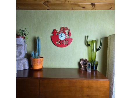 AC DC Zegar Ścienny z Płyty Winylowej Kolorowy Zegar Rockowy Prezent Upominek dla Fana 9 Kolorów do Wyboru EVEVO V0008K