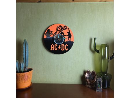 AC/DC Zegar Ścienny z Płyty Winylowej Kolorowe Tło Zegar Rockowy Prezent Upominek dla Fana 9 Kolorów do Wyboru EVEVO V0008T