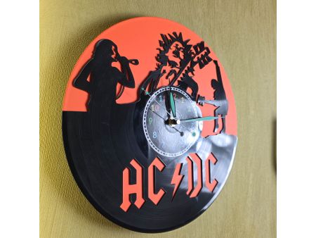 AC/DC Zegar Ścienny z Płyty Winylowej Kolorowe Tło Zegar Rockowy Prezent Upominek dla Fana 9 Kolorów do Wyboru EVEVO V0008T