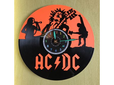 AC/DC Zegar Ścienny z Płyty Winylowej Kolorowe Tło Zegar Rockowy Prezent Upominek dla Fana 9 Kolorów do Wyboru EVEVO V0008T