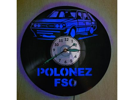 Polonez FSO Zegar Ścienny Winyl Płyta Winylowa LED RGB Pilot Prezent Urodziny Upominek dla Fana EVEVO evevo.pl V0001LED