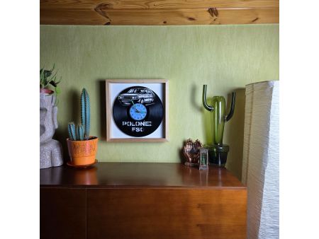 Polonez FSO Zegar Ścienny w Drewnianej Ramce 35x35x5cm Winyl Płyta Winylowa Prezent Urodziny Upominek EVEVO evevo.pl V0001R