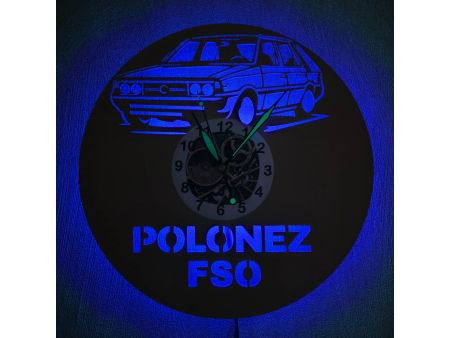 Polonez FSO Zegar Ścienny Kolorowy LED RGB Pilot Płyta Winylowa Prezent Urodziny Upominek EVEVO evevo.pl V0001KLED