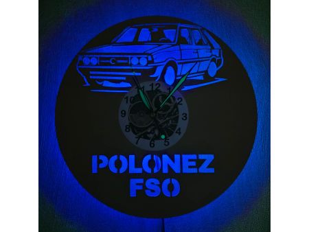 Polonez FSO Zegar Ścienny Kolorowy LED RGB Pilot Płyta Winylowa Prezent Urodziny Upominek EVEVO evevo.pl V0001KLED