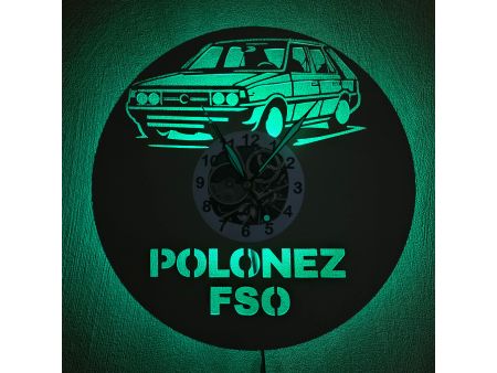 Polonez FSO Zegar Ścienny Kolorowy LED RGB Pilot Płyta Winylowa Prezent Urodziny Upominek EVEVO evevo.pl V0001KLED