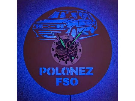 Polonez FSO Zegar Ścienny Kolorowy LED RGB Pilot Płyta Winylowa Prezent Urodziny Upominek EVEVO evevo.pl V0001KLED