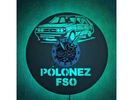 Polonez FSO Zegar Ścienny Kolorowy LED RGB Pilot Płyta Winylowa Prezent Urodziny Upominek EVEVO evevo.pl V0001KLED