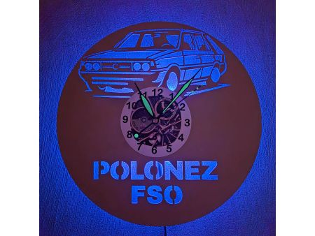 Polonez FSO Zegar Ścienny Kolorowy LED RGB Pilot Płyta Winylowa Prezent Urodziny Upominek EVEVO evevo.pl V0001KLED