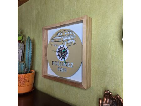 Polonez FSO Zegar Ścienny Kolorowy w Drewnianej Ramce 35x35cm Płyta Winylowa Prezent Urodziny Upominek EVEVO evevo.pl V0001RK