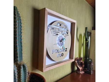 Polonez FSO Zegar Ścienny Kolorowy w Drewnianej Ramce 35x35cm Płyta Winylowa Prezent Urodziny Upominek EVEVO evevo.pl V0001RK
