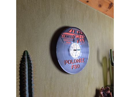 Polonez FSO Zegar Ścienny z Kolorowym Tłem Płyta Winylowa Prezent Urodziny Gift Upominek EVEVEO evevo.pl V0001T