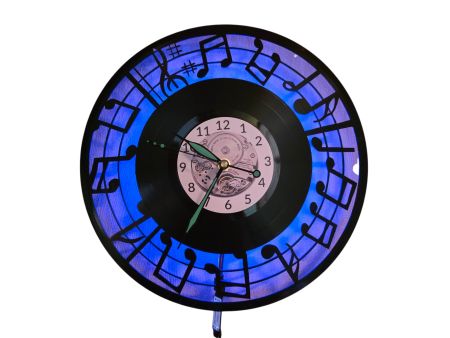 Nuty Zegar Ścienny LED RGB Pilot Winyl Płyta Winylowa Prezent Urodziny Upominek dla Fana EVEVO evevo.pl V0002LED