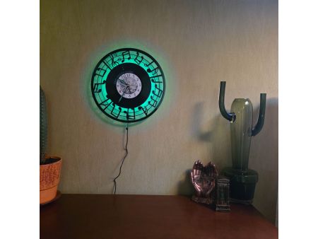 Nuty Zegar Ścienny LED RGB Pilot Winyl Płyta Winylowa Prezent Urodziny Upominek dla Fana EVEVO evevo.pl V0002LED