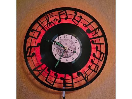 Nuty Zegar Ścienny LED RGB Pilot Winyl Płyta Winylowa Prezent Urodziny Upominek dla Fana EVEVO evevo.pl V0002LED