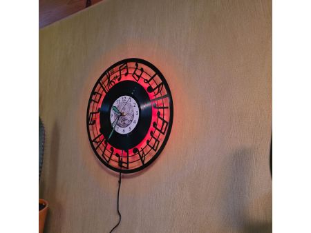 Nuty Zegar Ścienny LED RGB Pilot Winyl Płyta Winylowa Prezent Urodziny Upominek dla Fana EVEVO evevo.pl V0002LED