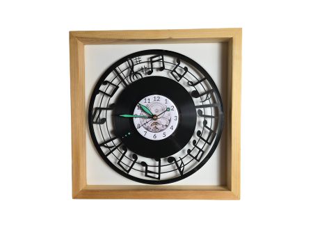 Nuty Zegar Ścienny w Drewnianej Ramce 35x35x5cm Winyl Płyta Winylowa Prezent Urodziny Upominek dla Fana EVEVO evevo.pl V0002R