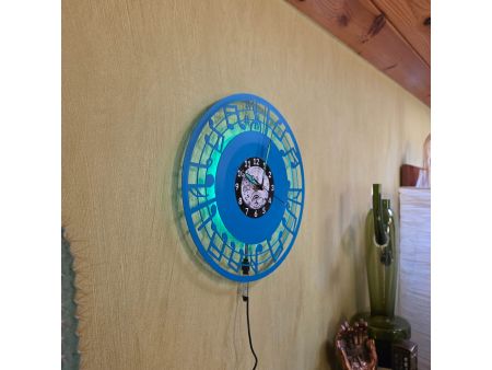 Nuty Zegar Ścienny 9 Kolorów LED RGB do Wyboru Winyl Płyta Winylowa Prezent Urodziny Upominek dla Fana EVEVO V0002KLED