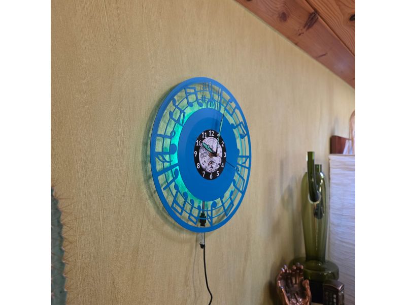 Nuty Zegar Ścienny 9 Kolorów LED RGB do Wyboru Winyl Płyta Winylowa Prezent Urodziny Upominek dla Fana EVEVO V0002KLED