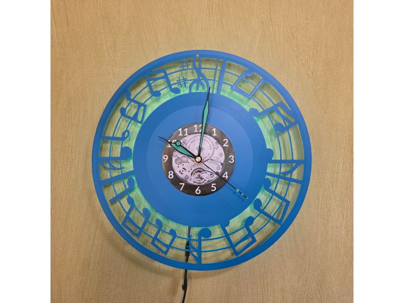 Nuty Zegar Ścienny 9 Kolorów LED RGB do Wyboru Winyl Płyta Winylowa Prezent Urodziny Upominek dla Fana EVEVO V0002KLED