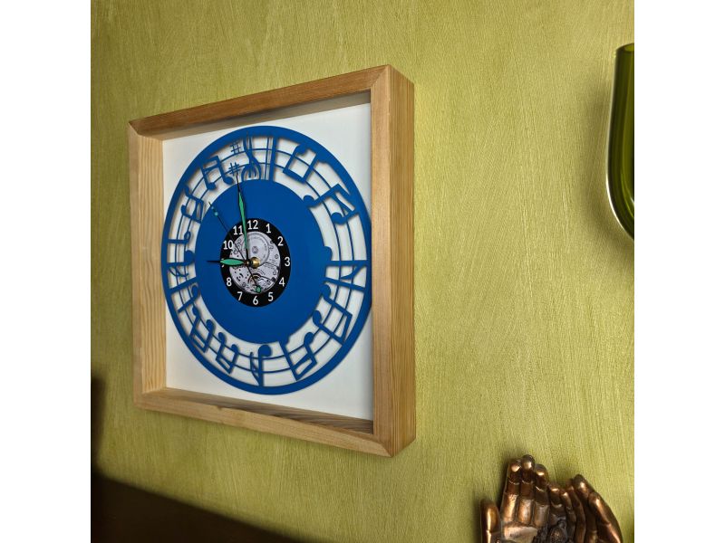 Nuty Zegar Ścienny 9 Kolorów Ramka 35x35cm do Wyboru Płyta Winylowa Prezent Urodziny Upominek dla Fana EVEVO V0002RK