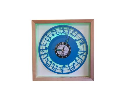 Nuty Zegar Ścienny 9 Kolorów Ramka 35x35cm LED RGB Bez Kabli