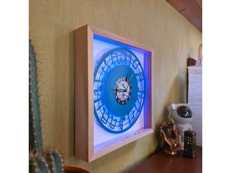 Nuty Zegar Ścienny 9 Kolorów Ramka 35x35cm LED RGB Bez Kabli Płyta Winylowa Prezent Urodziny Upominek dla Fana EVEVO V0002RKLED