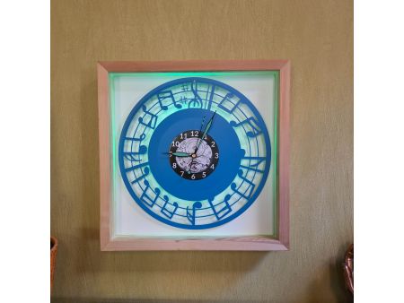 Nuty Zegar Ścienny 9 Kolorów Ramka 35x35cm LED RGB Bez Kabli Płyta Winylowa Prezent Urodziny Upominek dla Fana EVEVO V0002RKLED