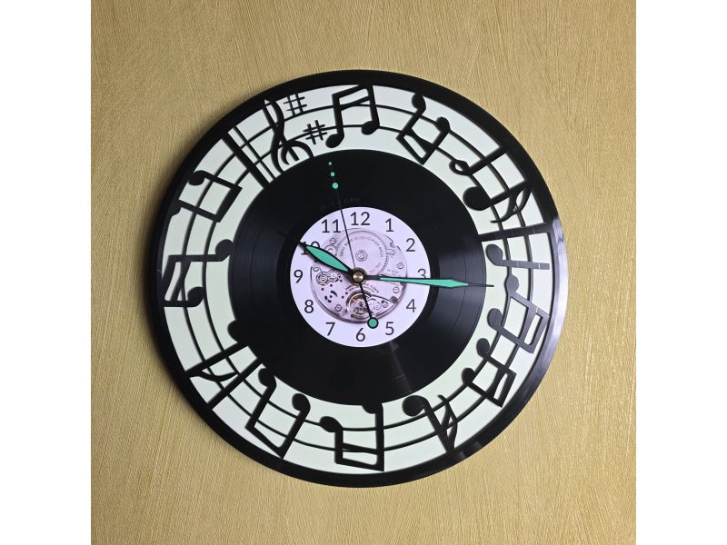 Nuty Zegar Ścienny 9 Kolorów Tło Płyta Winylowa